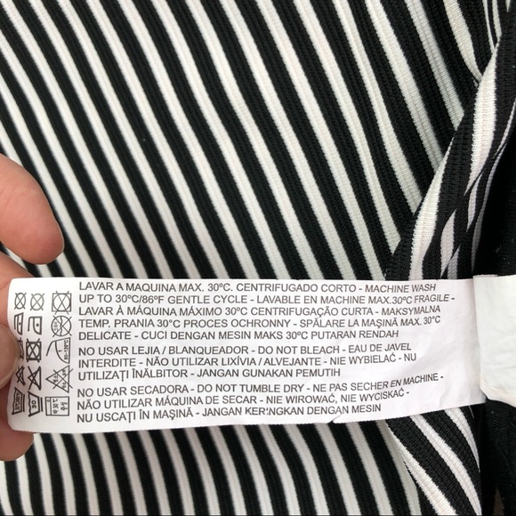 Pull&Bear Black & White Striped Diagonal Mini Skirt - Picture 7 of 9